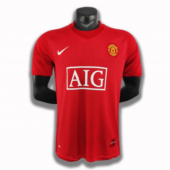 Camisola Manchester United Retro Equipamento Primeiro 2007-2008 Manga Curta